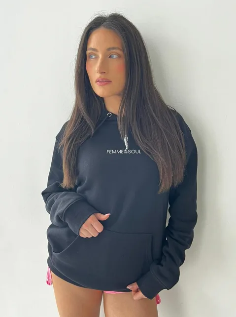 Rita Mc Donnell, founder of Femme and Soul, in the black Femme and Soul hoodie